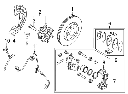2019 Hyundai Sonata Front Brakes Front Brake Assembly, Right Diagram for 58130D4100