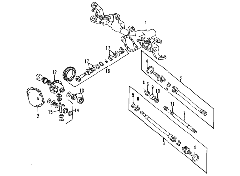 1992 Jeep Wrangler Front Axle, Differential, Propeller Shaft Front Axle Shaft Diagram for 4797135