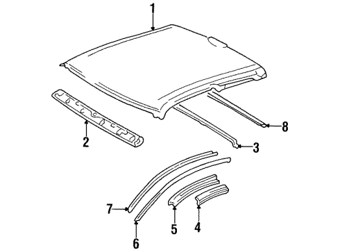 1997 Toyota T100 Roof & Components Windshield Header Diagram for 63102-34010