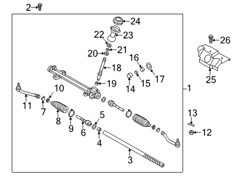 2013 Hyundai Santa Fe Steering Column & Wheel, Steering Gear & Linkage Rack Assembly-Power Steering Gear Box Diagram for 57710-2W100