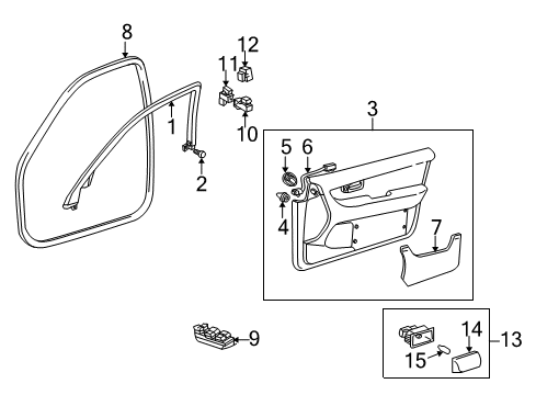 2006 Lexus LS430 Front Door Seal, Front Door Vent Diagram for 67837-50040-B2