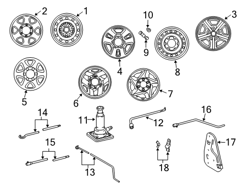 1998 Toyota Tacoma Wheels Spare Carrier Wheel Bolt Diagram for 90942-01058