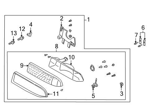 2003 Chevrolet S10 Headlamps Headlamp Assembly, (W/O Bulb) Diagram for 16523143