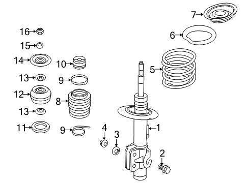 2008 Pontiac G8 Struts & Components - Front Front Suspension Strut Diagram for 92223606