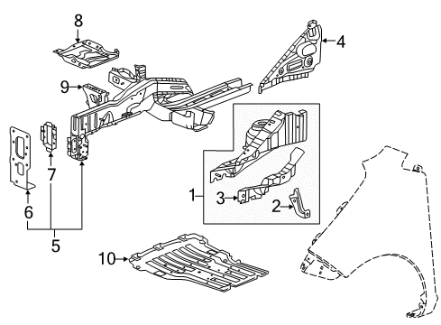 2014 Chevrolet Spark EV Structural Components & Rails Reinforce Plate Diagram for 96846507