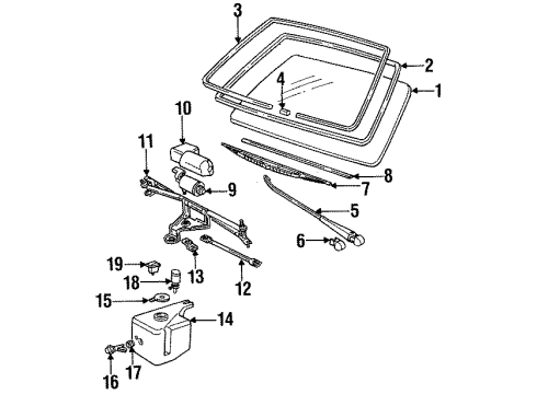 1992 BMW 325i Windshield Glass, Wiper Components Windshield Washer Fluid Reservoir Tank Diagram for 61661370788