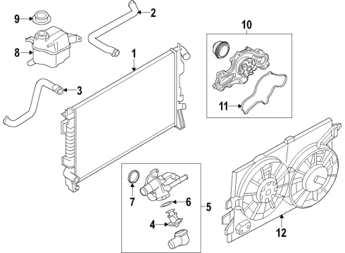 2016 Ford Edge Cooling System, Radiator, Water Pump, Cooling Fan Fan Assembly Diagram for F2GZ-8C607-E