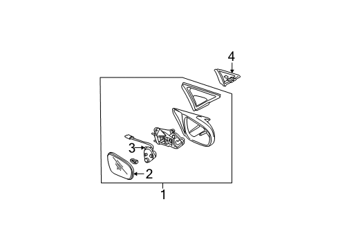 2001 Honda Civic Outside Mirrors Mirror, Passenger Side Diagram for 76203-S5D-A01