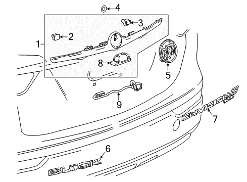 2018 Buick Envision Exterior Trim - Lift Gate Applique Panel Diagram for 23156925