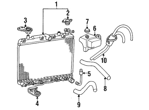 1994 Hyundai Excel Radiator & Components Hose-Radiator Lower Diagram for 25412-24010