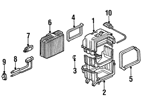 1995 Honda Odyssey Air Conditioner Case (Lower) Diagram for 80202-SX0-A01