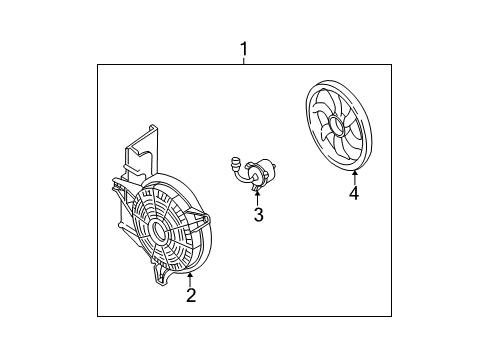 2005 Hyundai Santa Fe A/C Condenser Fan Nut Diagram for 13385-05007-B