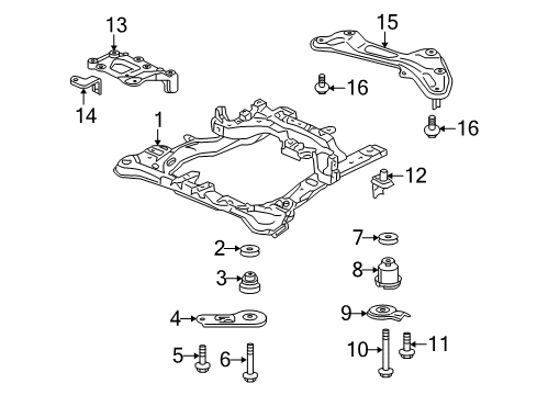 2009 Acura TL Suspension Mounting - Front Stay, Right Front Sub-Frame Mounting (Front ) Diagram for 50265-TK4-A00