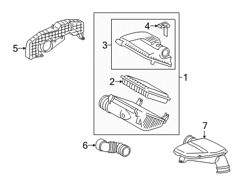 2020 Toyota Tacoma Air Intake Air Cleaner Assembly Diagram for PTR24-35190