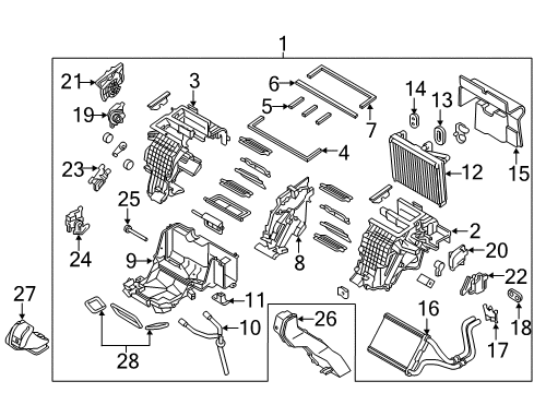 2016 Kia K900 A/C & Heater Control Units Core & Seal Assembly-Evaporator Diagram for 971403T100