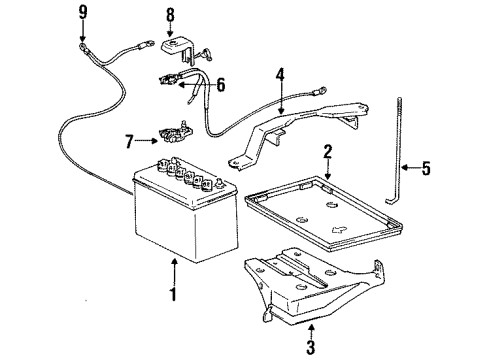 1996 Geo Prizm Battery Tray, Battery Diagram for 94852287