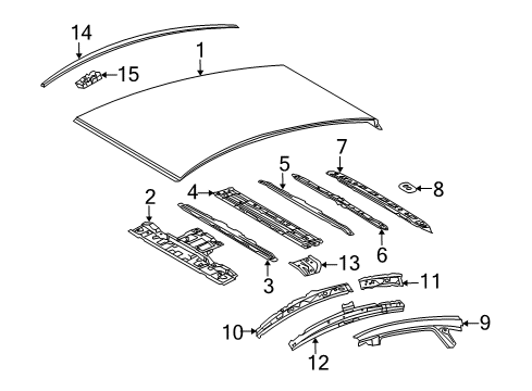 2012 Toyota Prius Plug-In Roof & Components, Exterior Trim Rear Header Diagram for 63105-47020