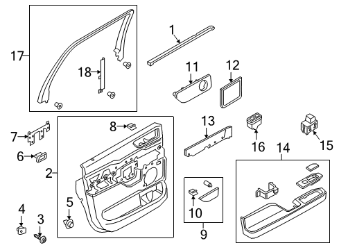 2019 Lincoln Navigator Interior Trim - Rear Door Door Trim Panel Diagram for JL7Z-4027406-AB