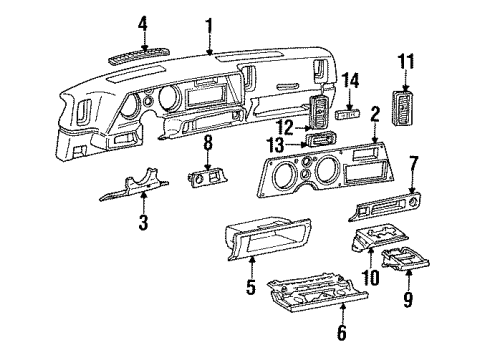 1989 Chevrolet Cavalier Instrument Panel Plate-Instrument Panel Accessory Trim Diagram for 14063217