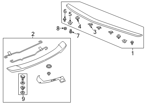 2019 Acura ILX Rear Spoiler Clip, Trunk Spoiler (Gray)(Seal) Diagram for 91512-TVA-A01