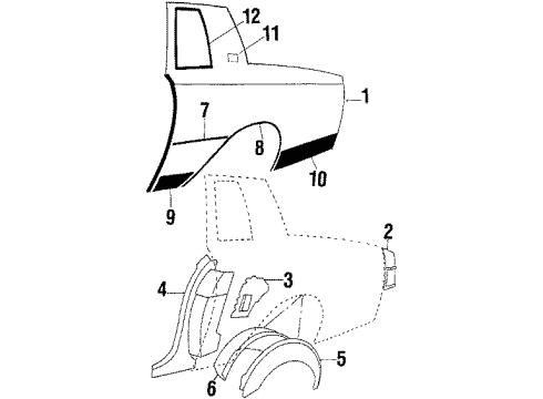 1984 Buick Regal Quarter Panel & Components Molding Asm-Drip Bdy Lock Pillar Source: T Diagram for 20623658