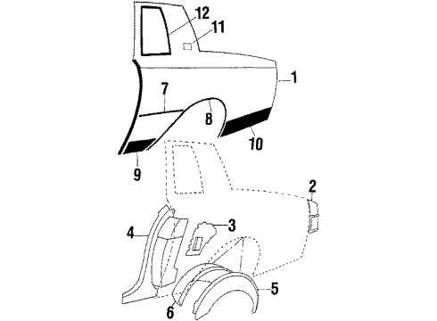 1984 Buick Regal Quarter Panel & Components Molding Asm, Front Fender Side. Diagram for 12305392