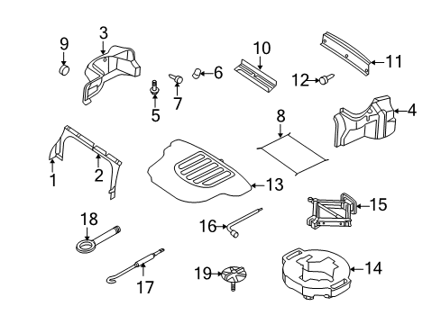 2006 Kia Optima Interior Trim - Rear Body Clamp-Spare Tire Diagram for 628512F000