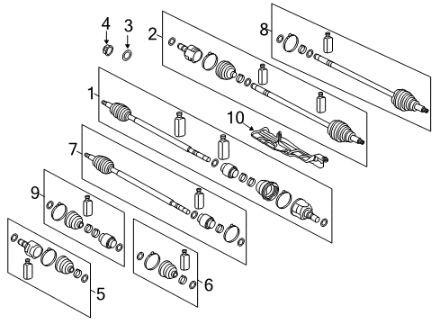 2012 Kia Optima Drive Axles - Front Boot Kit-Front Axle Differential Side Diagram for 49583-3S300