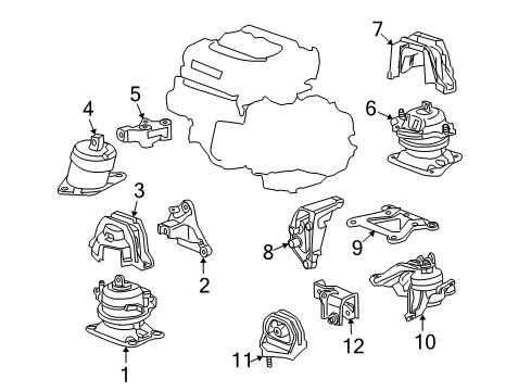 2011 Honda Accord Engine & Trans Mounting Bracket, RR. Engine Mounting Diagram for 50610-TA1-A00