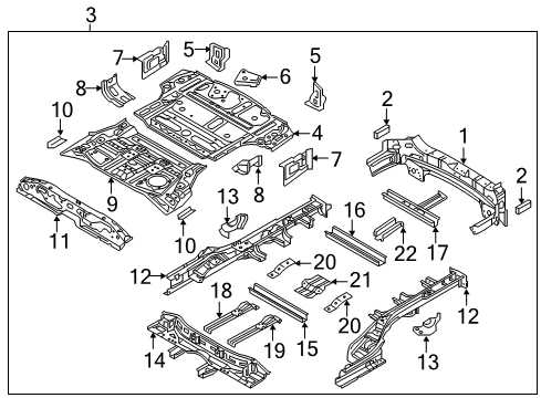 2019 Kia Sorento Rear Body & Floor Member Assembly-Rear Floor Diagram for 65720C6000
