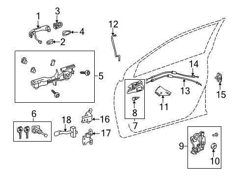 2019 Toyota Corolla Front Door Handle, Outside Diagram for 69220-02070-B1