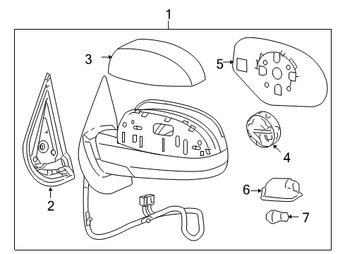 2011 GMC Yukon Mirrors Mirror-Outside Rear View (Reflector Glass Only) Diagram for 20778441