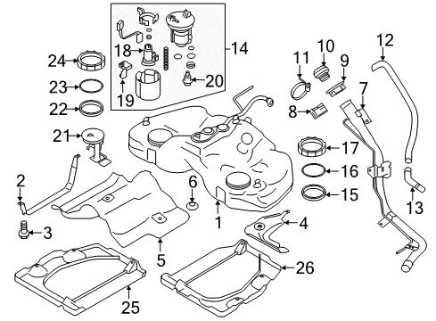 2019 Toyota 86 Fuel Injection Sending Unit Lock Ring Diagram for SU003-01023