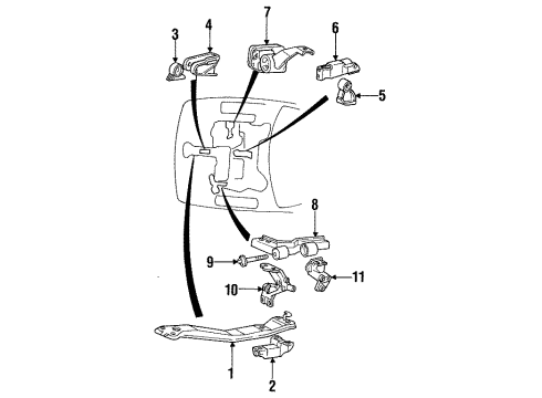 1993 Hyundai Sonata Engine & Trans Mounting Transaxle Mounting Bracket Assembly Diagram for 21860-33070