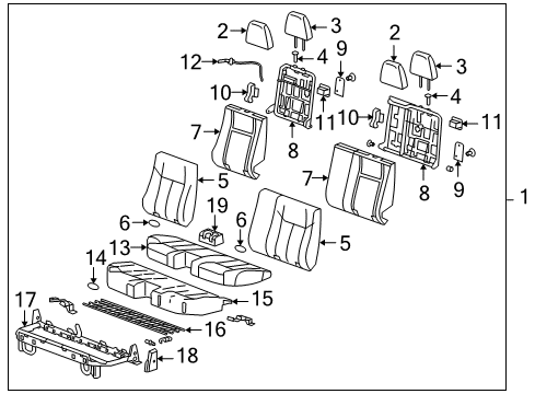 2009 Hummer H3T Rear Seat Components Seat Cushion Pad Diagram for 94711133