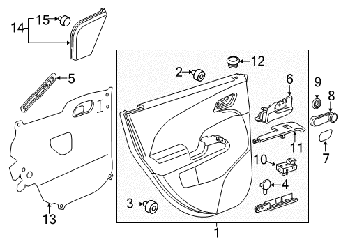 2016 Chevrolet Sonic Interior Trim - Rear Door Lock Knob Bezel Diagram for 95463804