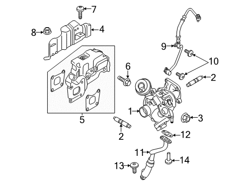 2015 Ford Focus Turbocharger Oil Outlet Tube Diagram for CM5Z-6L092-A