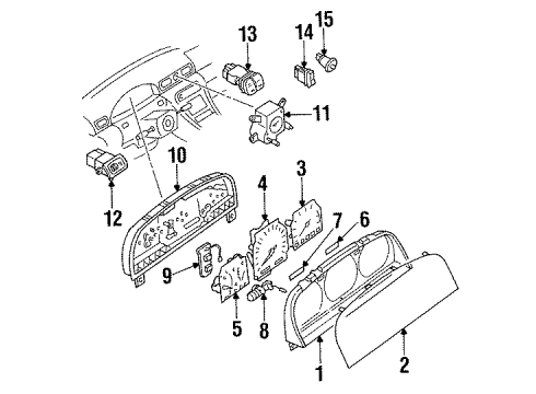 1997 Infiniti J30 Cluster Panel Tachometer Assy Diagram for 24825-18Y00