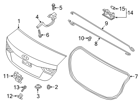 2022 Hyundai Accent Trunk Weather Strip-Trunk Lid Diagram for 87321-J0000