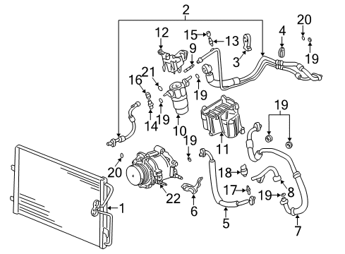 2000 Cadillac DeVille A/C Condenser, Compressor & Lines Line O-Ring Diagram for 3094214