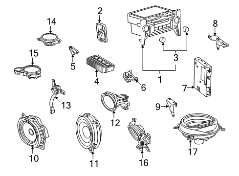 2008 Lexus LS600h Sound System Knob Diagram for 90010-22053