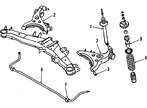 1984 Nissan Maxima Rear Suspension Components, Lower Control Arm, Stabilizer Bar Bound Rear Suspension Bumper Assembly Diagram for 55240-W1000