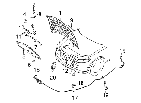 2004 Infiniti FX45 Hood & Components Bumper-Hood Diagram for 65823-26U00