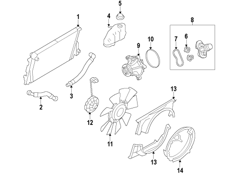 2008 Ford F-350 Super Duty Cooling System, Radiator, Water Pump, Cooling Fan Water Outlet Diagram for 8C3Z-8592-M