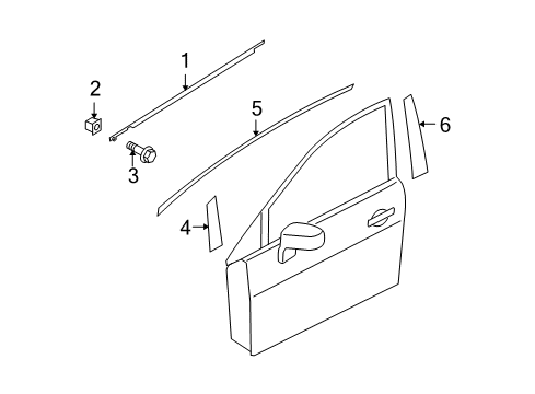 2009 Nissan Versa Exterior Trim - Front Door Tape-Front Door SASH, LH Diagram for 80813-EL000