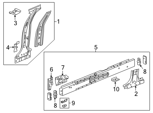 2016 Cadillac CT6 Center Pillar & Rocker Front Extension Diagram for 23117943