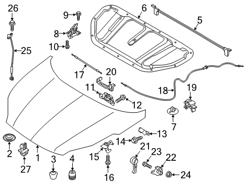 2019 Kia Sportage Hood & Components Cable Assembly-Hood Latch Diagram for 81190D9100