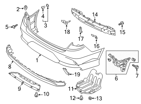 2019 Hyundai Sonata Rear Bumper Bracket-RR Beam UPR MTG, RH Diagram for 86634-E6700
