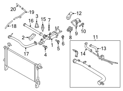 2012 Hyundai Genesis Coupe Powertrain Control Pipe Assembly-Water Inlet Diagram for 25460-3C700