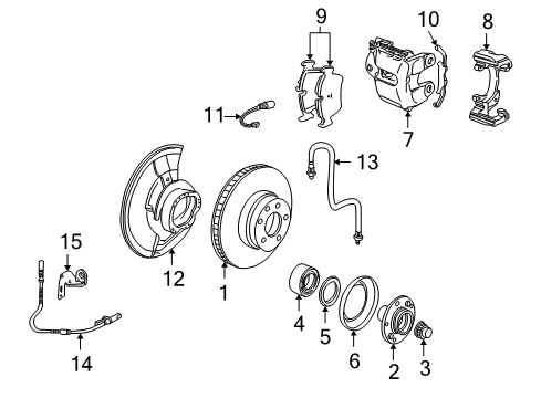 2003 BMW X5 Front Brakes Left Bracket For Pulse Generator Abs Diagram for 34521165769